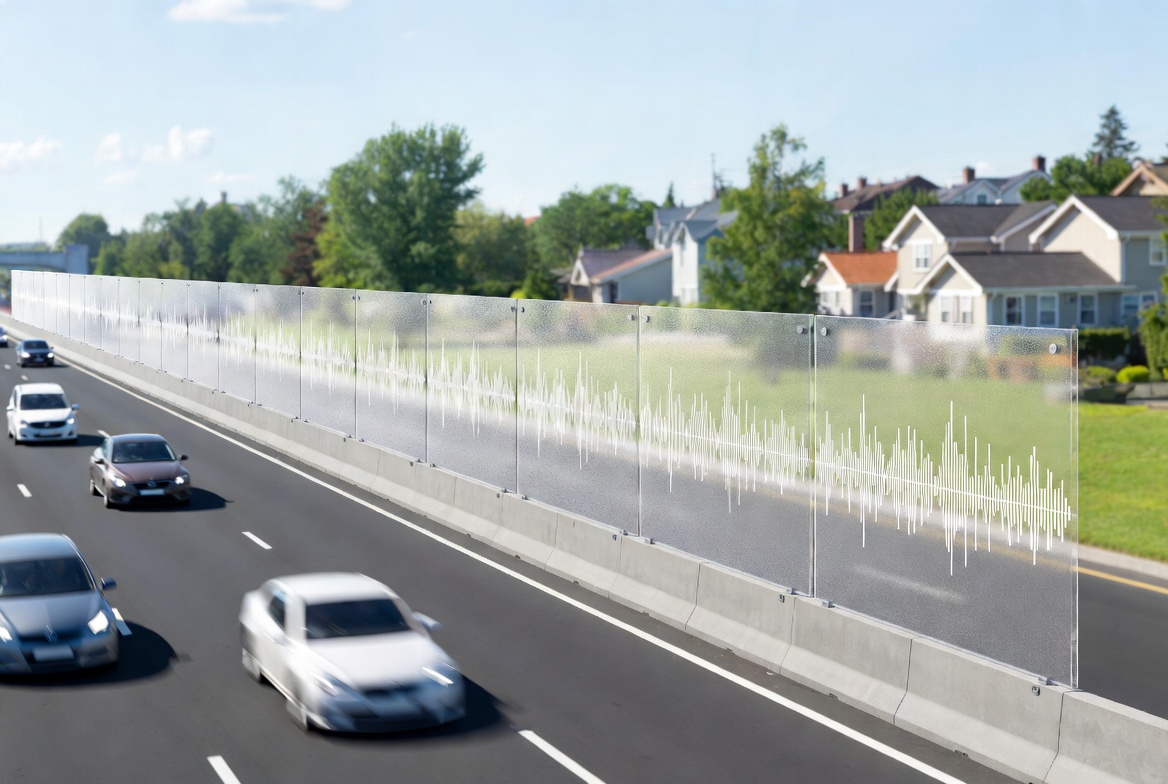Application de barri&egrave;re antibruit acrylique transparente pour autoroute