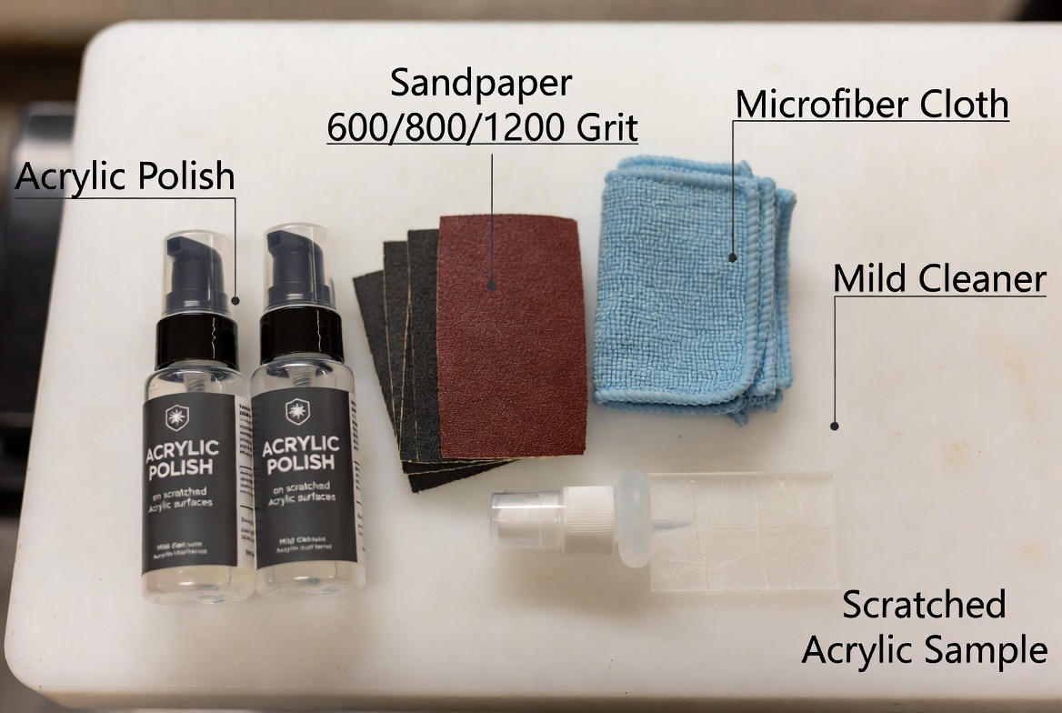 Kit d'outils pour enlever les rayures en acrylique, pose &agrave; plat