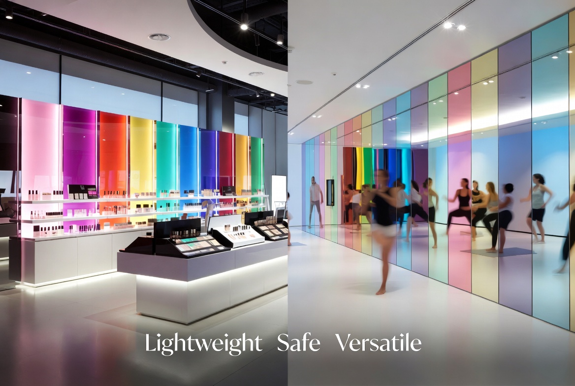 Applications de miroirs acryliques dans le commerce de d&eacute;tail et le fitness