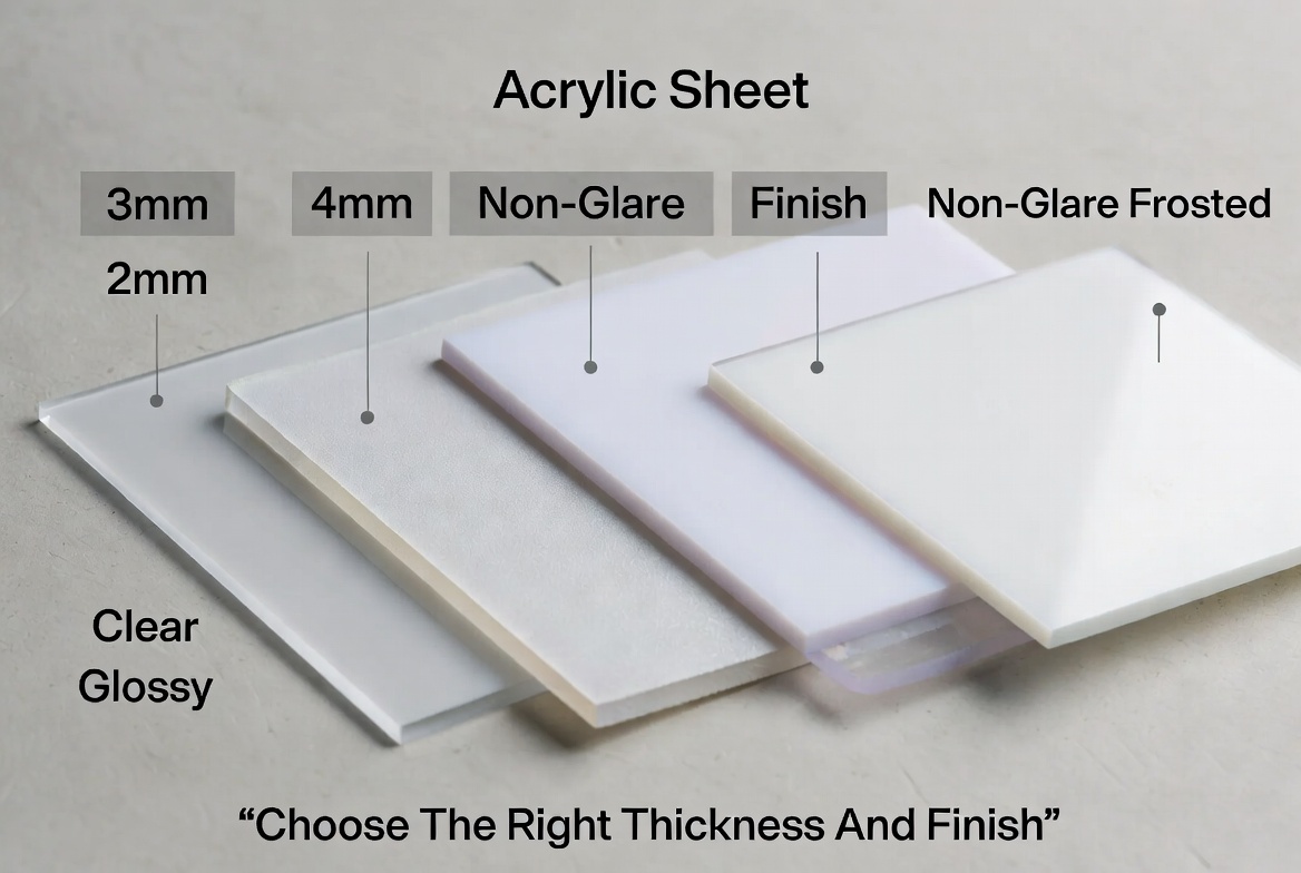 Guide d’&eacute;paisseur et de finition des feuilles acryliques