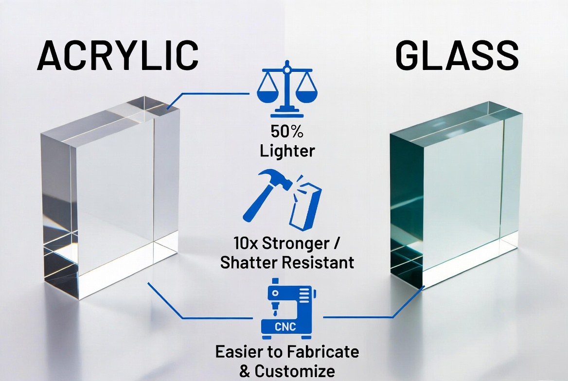 Comparaison des blocs acryliques et du verre