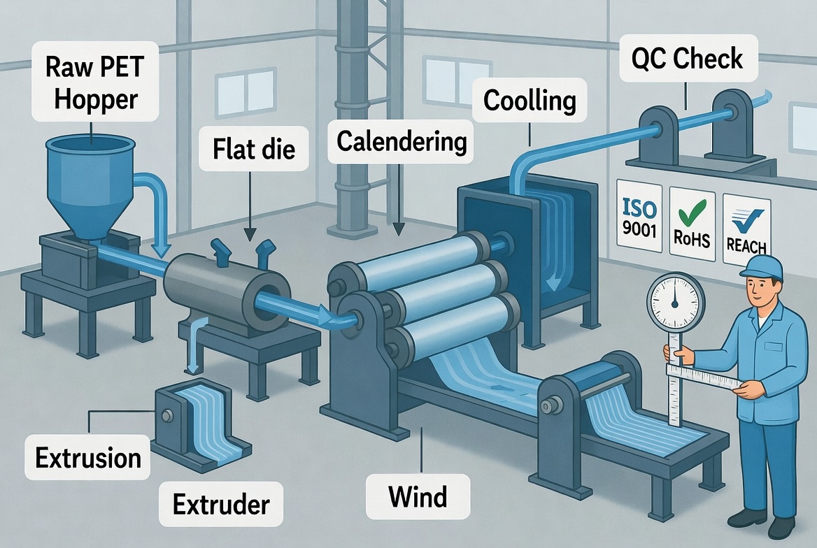 Ligne d'extrusion de feuilles PET et de contr&ocirc;le qualit&eacute;
