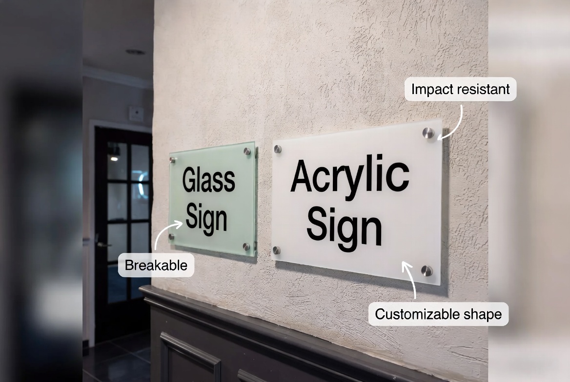 Signalisation acrylique vs signalisation en verre
