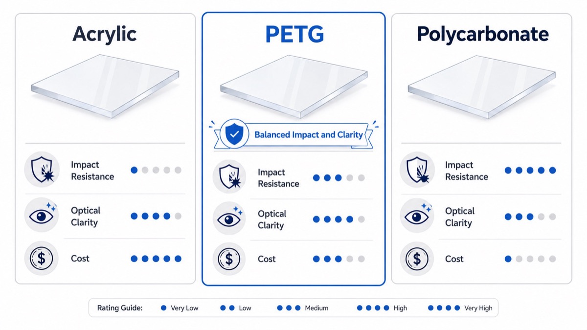 PETG contre acrylique et polycarbonate